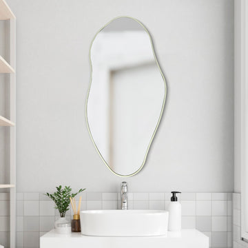 Everly 20 in. W x 42 in. H Large Irregular Framed Decorative Wall Mirror - JONATHAN Y